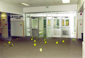 Inside Columbine High School west entrance