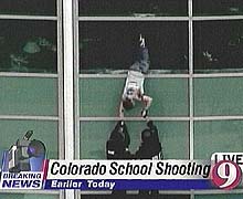 Patrick Ireland is rescued from the window of Columbine High School
