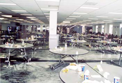View of the damages to Columbine's cafeteria