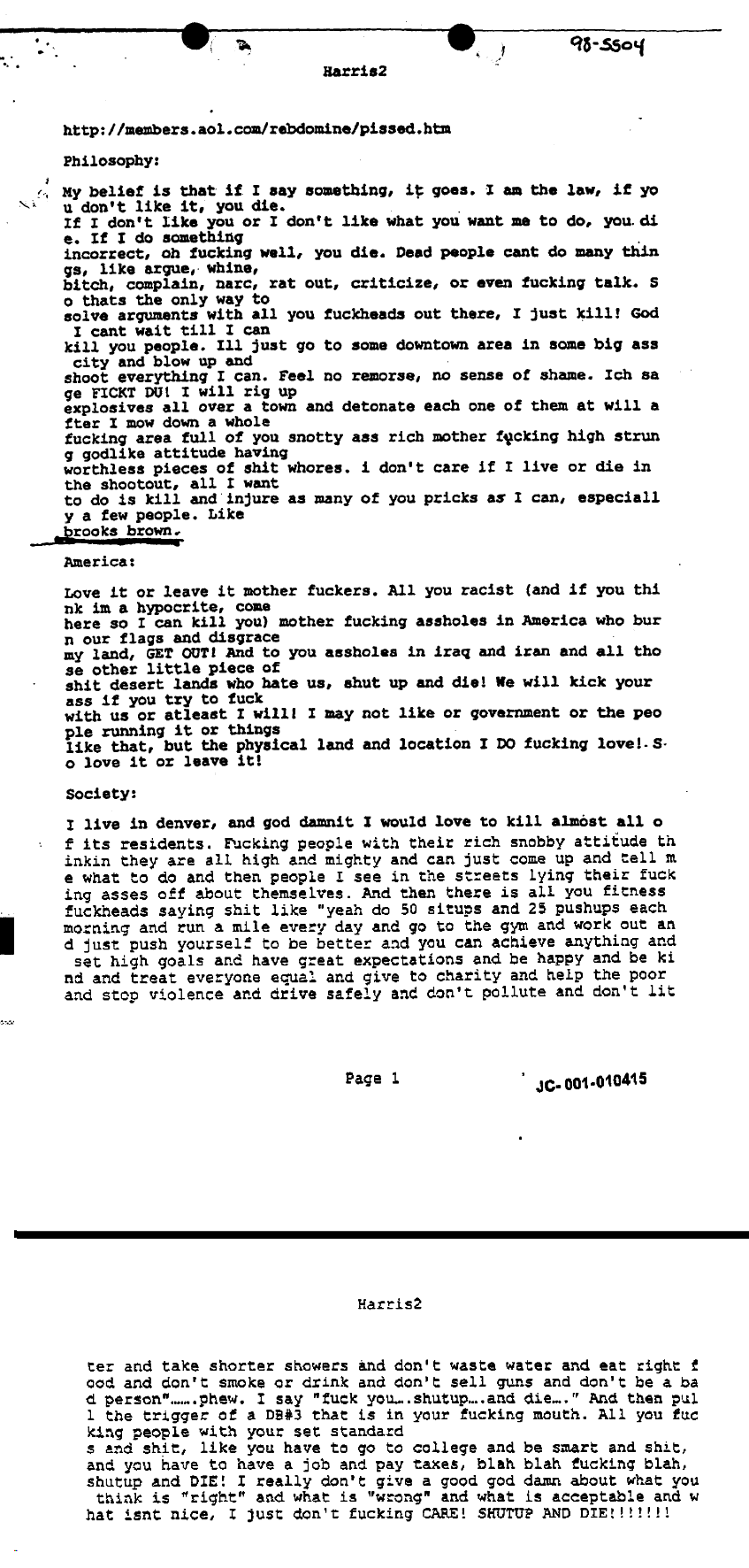 Eric Harris website pissed.htm