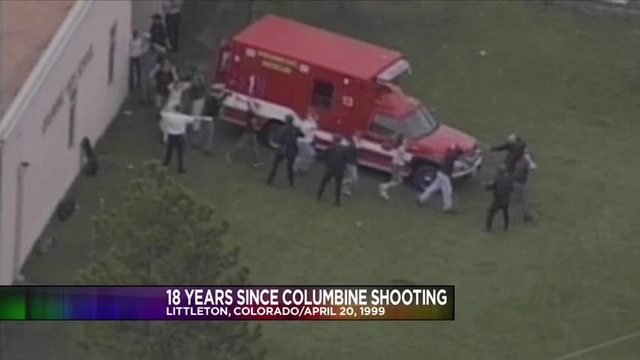 An ambulance at Columbine High