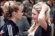 Upset students who escaped Columbine during the shootings